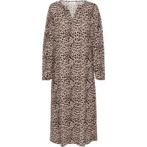 Jerseyjurken - Midi Lengte - Lange Mouwen - 70% Viscose, 30% Linnen