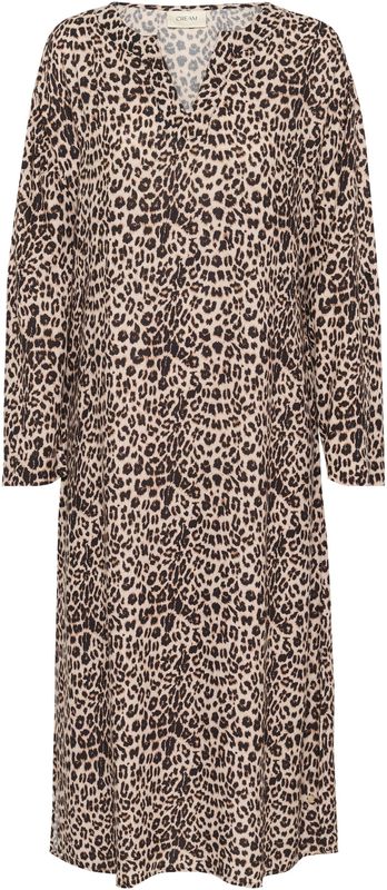 Jerseyjurken - Midi Lengte - Lange Mouwen - 70% Viscose, 30% Linnen