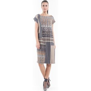 Conquista - Sweater Jurk - Antraciet - Gebloemd