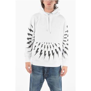 Maxi Patch Pocket Front RADIAL FAIR-ISLE THUNDERBOLT Hoodie in zwart-wit