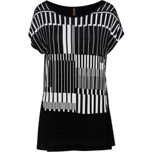 Conquista Fashion - Bedrukte Mouwloze Top - Zwart - Oversized Silhouet