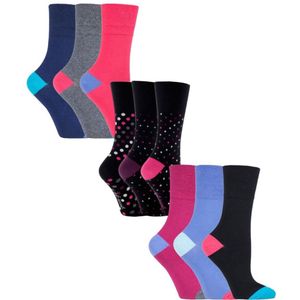 9 paar sokken zonder elastiek damessokken van katoen met patroon - Bright Mix