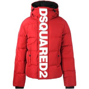 Dsquared2 groot verticaal logo rood donsjack