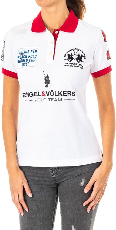 Damespolo - Wit-Rood - 2WPG75 - Korte Mouwen - Reverskraag