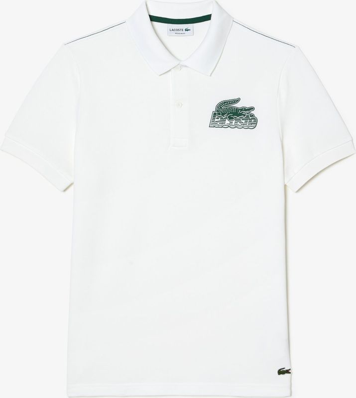 Heren Lacoste Katoenen Mini-Piqué Poloshirt in Wit