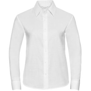 Russell Collection Dames/Dames Oxford Easy-Care overhemd met lange mouwen (Wit)
