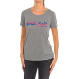 North Sails - Dames T-shirt - Grijs - Katoen - Korte Mouwen - Geribbelde Halslijn
