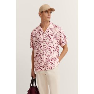 Bugatti - Overhemd - Bordeaux - Korte Mouwen - Met Reverskraag