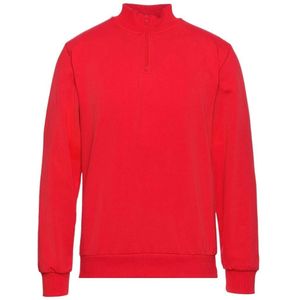 Moschino - Kwart Rits Tape Logo - Rode Sweater