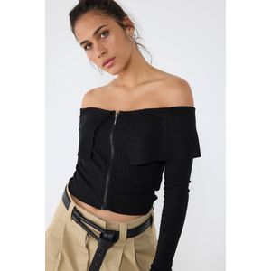 Nomatter-What - Geribbelde Schouder Uitsnede Trui