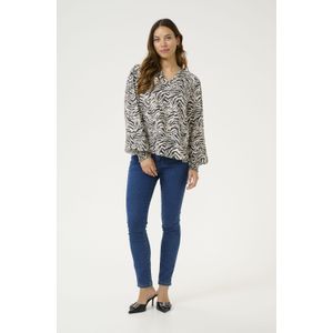 Kaffe - Blouse 'Jodie' - Ecru/Zwart - Dierenprint - Lange Mouw