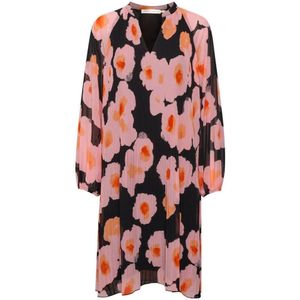 Inwear gebloemde jurk DesdraIW van gerecycled polyester lichtroze/zwart/oranje