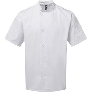 Premier Volwassenen Unisex Essential Short Sleeve Chefs Jacket (Wit)