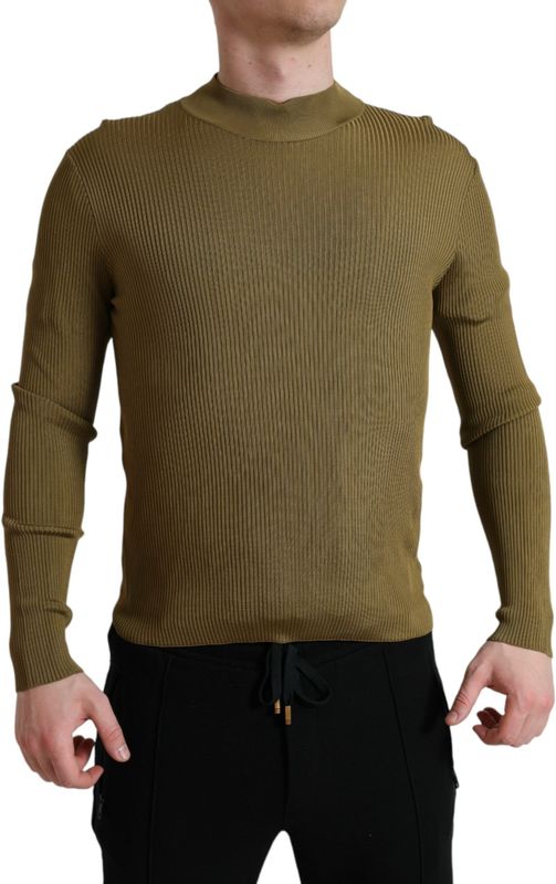 Dolce & Gabbana - Ribbed Knit Mock Neck - Pullover Sweater - Army Green