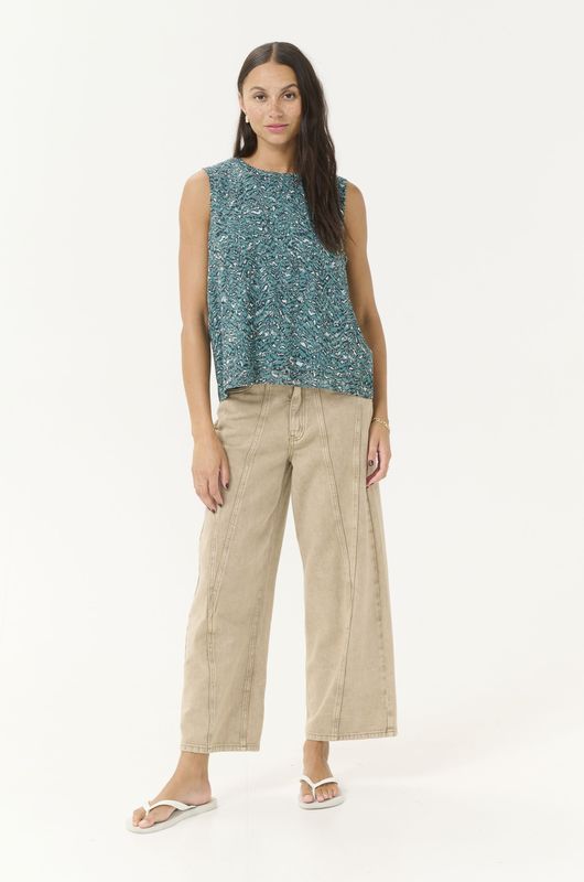 Kaffe - Mouwloze Top - Print - V-hals - Relaxte Pasvorm