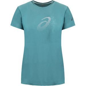 Asics - Grafisch Logo - T-shirt - Teal - Korte Mouw - Dames