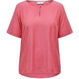 ONLY CARMAKOMA Gestreepte Top CARPENNA  Roze/wit - Maat 2XL