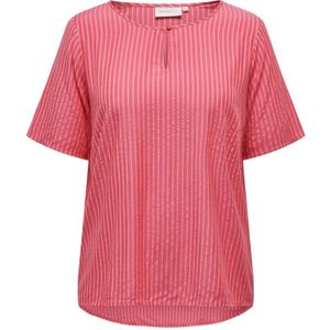 ONLY CARMAKOMA Gestreepte Top CARPENNA  Roze/wit - Maat 2XL