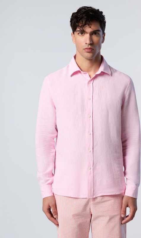 North Sails Overhemd Linnen met geborduurd logo