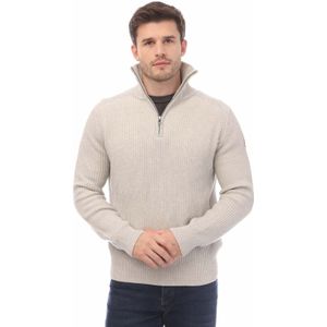 Belstaff - Stanley Quarter Zip Trui - Gebroken Wit - Katoen Wol Rib