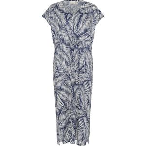 Kaffe - KAVivian - Jurk - Blauw/Wit - 3/4 Lengte - V-hals - Bloemenprint