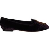 Dolce & Gabbana Dames Paarse Fluwelen DG Hart Instappers Flats Schoenen