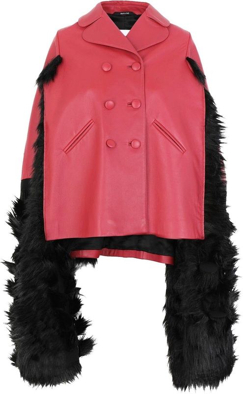 Maison Margiela - Leren Cape Jas - Rood - Dames - Imitatiebontrand