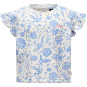 Retour Denim Gebloemd T-shirt Seige Wit/blauw - Maat 7-8J / 122-128cm