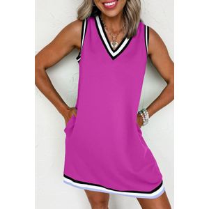 Mouwloze V-hals Mini-jurk met Zakken
