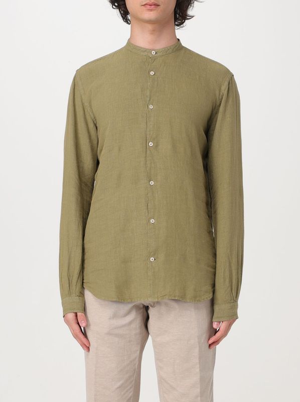 Linen Shirt - Military - Mandarijnkraag - Relaxed Fit