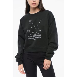 MM1 MM10 Sweatshirt met ronde hals en maxi-borduursel op de voorkant in zwart