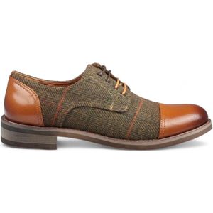 Justin Reess Heren Bruine Leren Tweed Oxford Schoenen - Theon