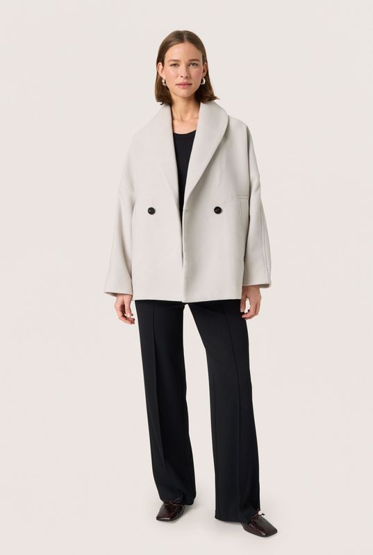 Soaked in Luxury - Peacoat - Beige - Dames - Elegante Double-breasted Jas