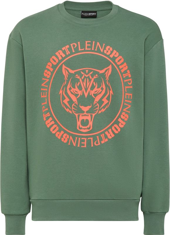 Plein Sport - Sweatshirt Tiger - Groen - Fleece van Katoenmix - Heren