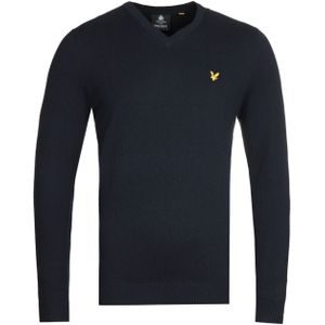 Lyle & Scott V-hals merinokatoen donker marineblauwe trui