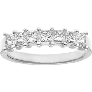 Platina 1 karaat gecertificeerde J/I Princess Cut Diamond Eternity Ring