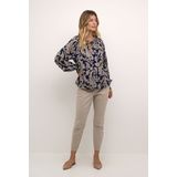 Blouse - Beige - Klassieke Blouse - Lange Mouw - Viscose - Paisley Motief