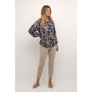 Blouse - Beige - Klassieke Blouse - Lange Mouw - Viscose - Paisley Motief