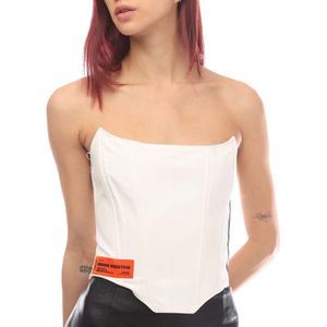 Heron Preston Dames/Dames Flaming Skull Corset Top (Wit, Zwart)