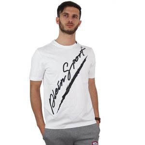 Plein Sport Heren Wit Katoenen T-Shirt - Maat XL
