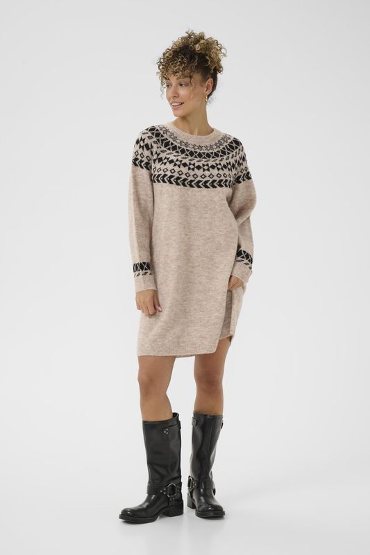 Cream Gebreide jurk 'CRCherrie'  beige gemêleerd / zwart