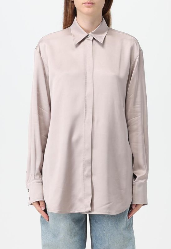 Oversized Satin Shirt - Roze - Longsleeve Shirt