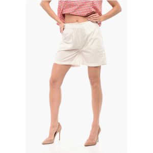 Poplin katoenen shorts met elastische tailleband in wit