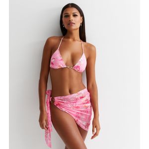 Roze sarong met bloemenprint