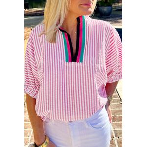Gestreepte Katoenen V-hals Blouse