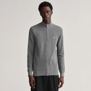 Gant - Cotton Piqué Zip Cardigan - Grijs - Vest
