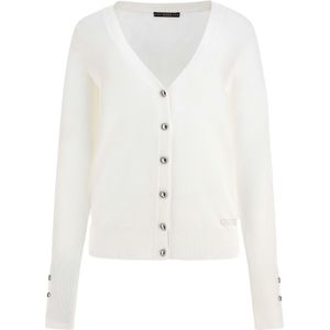 Guess - Cardigan - Wit - Dames - Viscose met Strass-applicaties