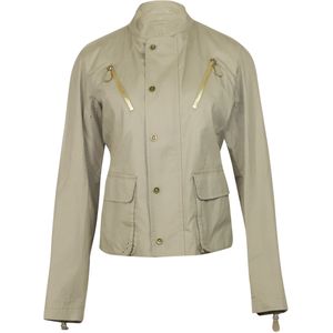 Bottega Veneta Mandarin Kraag Jas in Beige Katoen