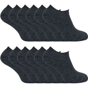 12 paar thermo laag uitgesneden trainersokken voor heren - Houtskool