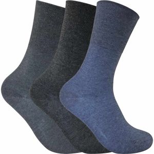 Set van 3 sokken zonder elastiek thermo diabetessokken voor dames - Marine